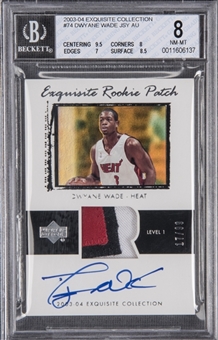 2003-04 UD "Exquisite Collection" #74 Dwyane Wade Signed Rookie Card (#17/99) - BGS NM-MT 8/BGS 9